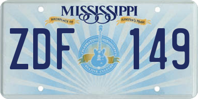 MS license plate ZDF149