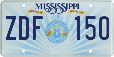 MS license plate ZDF150