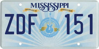 MS license plate ZDF151