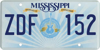 MS license plate ZDF152