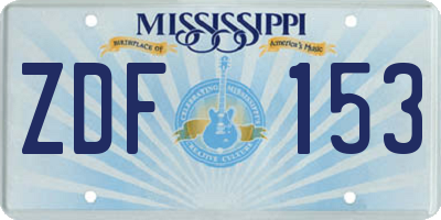 MS license plate ZDF153