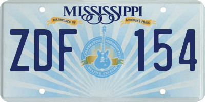 MS license plate ZDF154