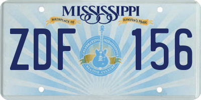 MS license plate ZDF156