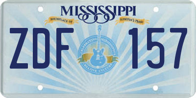 MS license plate ZDF157