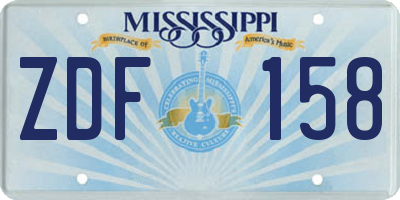 MS license plate ZDF158
