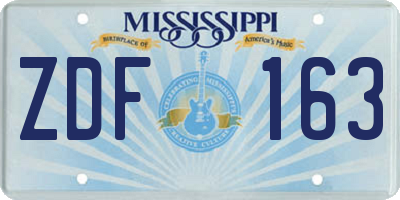 MS license plate ZDF163