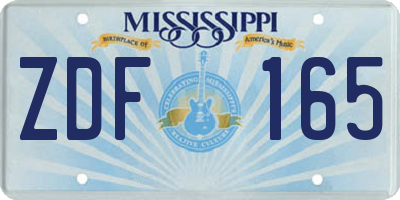 MS license plate ZDF165