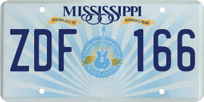 MS license plate ZDF166
