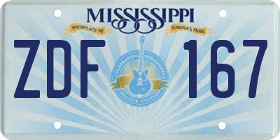 MS license plate ZDF167