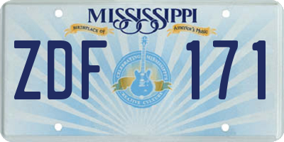 MS license plate ZDF171