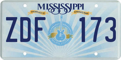 MS license plate ZDF173