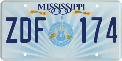 MS license plate ZDF174