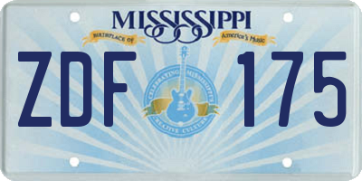 MS license plate ZDF175