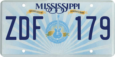 MS license plate ZDF179