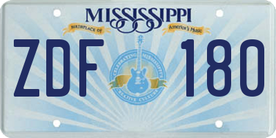 MS license plate ZDF180