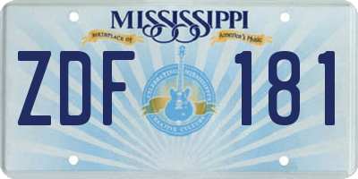 MS license plate ZDF181