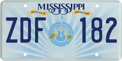 MS license plate ZDF182
