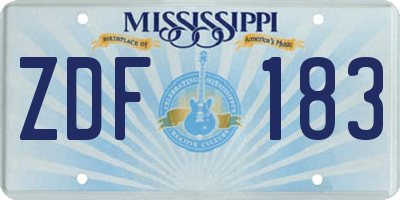 MS license plate ZDF183