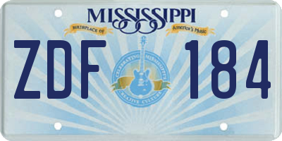 MS license plate ZDF184