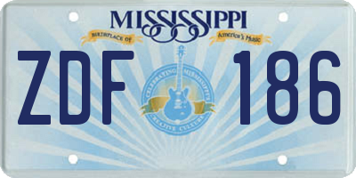 MS license plate ZDF186