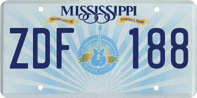 MS license plate ZDF188