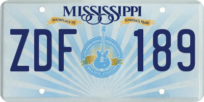 MS license plate ZDF189
