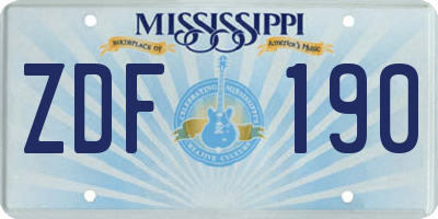 MS license plate ZDF190