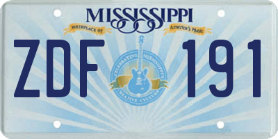 MS license plate ZDF191
