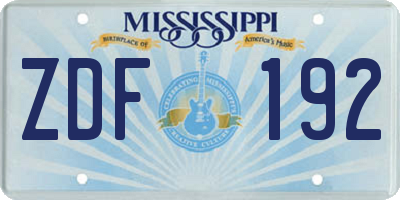 MS license plate ZDF192