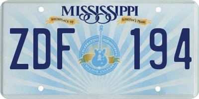 MS license plate ZDF194