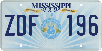MS license plate ZDF196