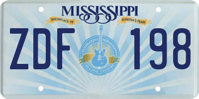 MS license plate ZDF198