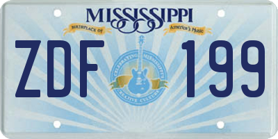 MS license plate ZDF199