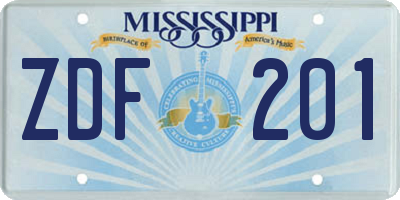 MS license plate ZDF201