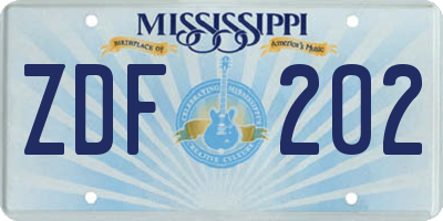 MS license plate ZDF202