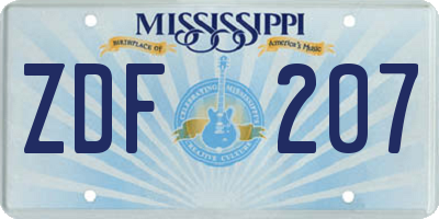 MS license plate ZDF207