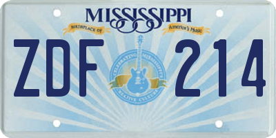 MS license plate ZDF214