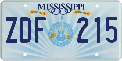 MS license plate ZDF215