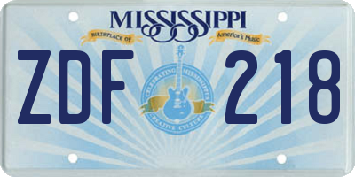 MS license plate ZDF218