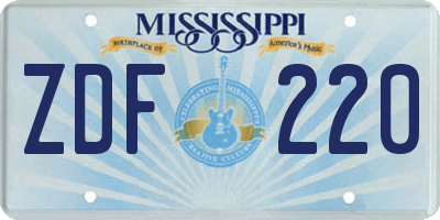 MS license plate ZDF220