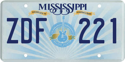 MS license plate ZDF221