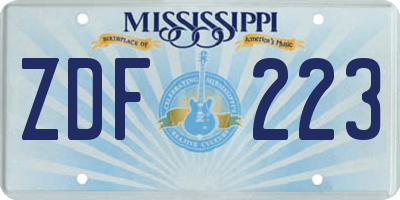 MS license plate ZDF223