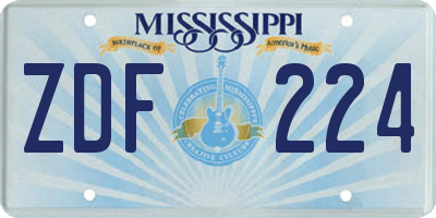 MS license plate ZDF224