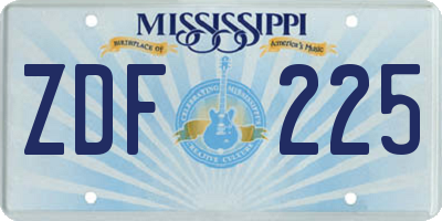 MS license plate ZDF225