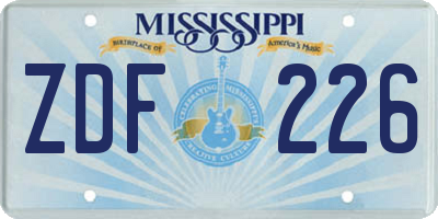 MS license plate ZDF226