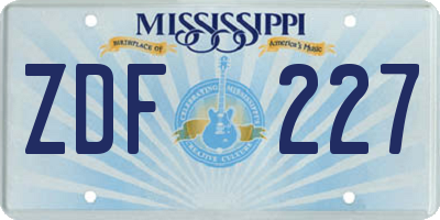 MS license plate ZDF227