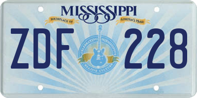 MS license plate ZDF228