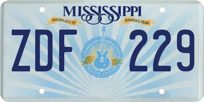 MS license plate ZDF229