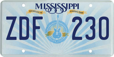MS license plate ZDF230