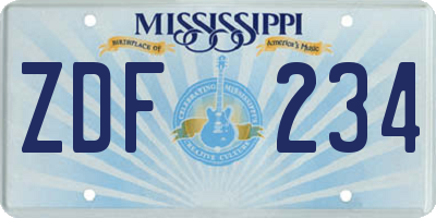 MS license plate ZDF234